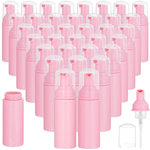 VEIDIA 35 Pack Plastic Foam Bottles Travel Soap Dispenser Bottles with Pump Mini Liquid Foaming Soap Containers for Refillable Hand Sanitizer Lash Cleanser Shampoo Castile Pink(2 oz) - Image 1