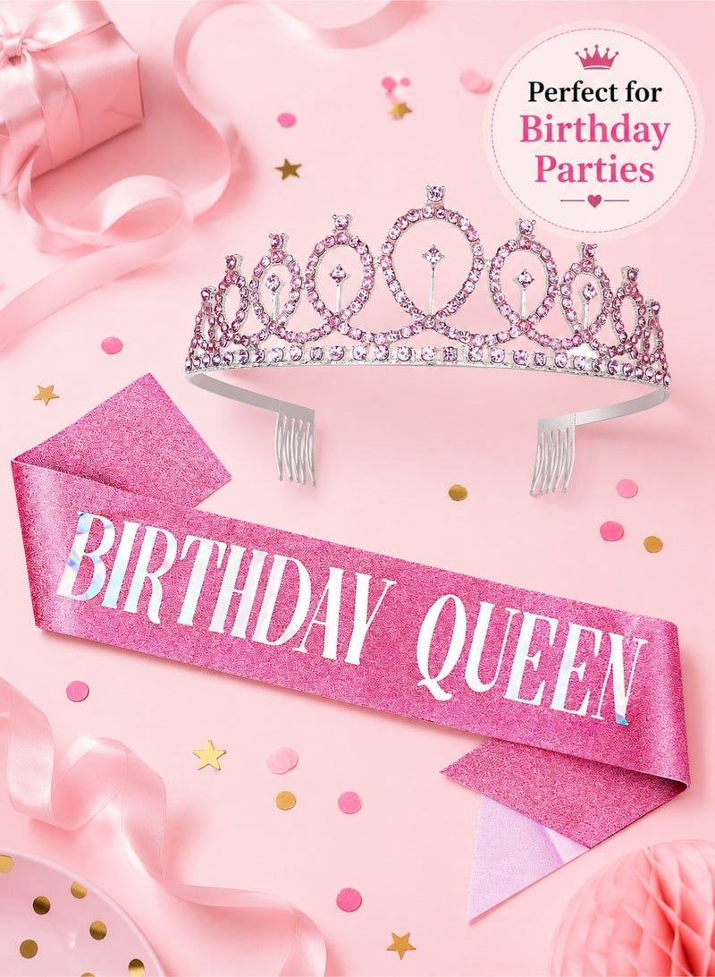 Silver-Powdered Birthday Girl Sash and Birthday Crown Set - Image 5