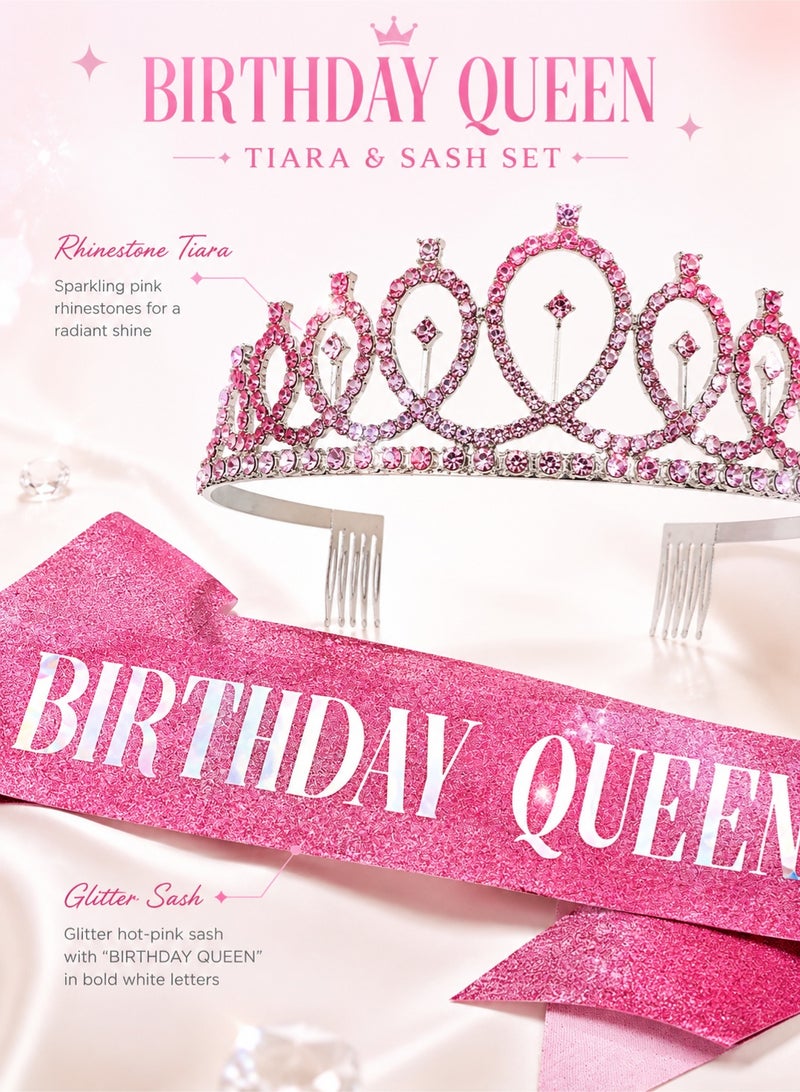 Silver-Powdered Birthday Girl Sash and Birthday Crown Set - Image 4