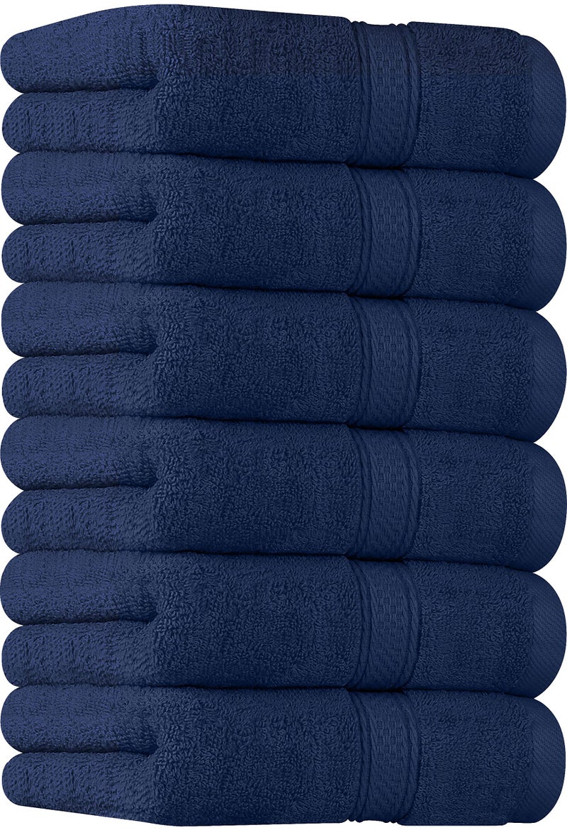 مجموعة مناشف يوتوبيا 6 قطع مناشف يد فاخرة 16 × 28 بوصة 100 قطن حلقي مص spun ناعم للغاية ويمتص الماء بشكل كبير 600GSM مناشف للحمام وصالة الألعاب الرياضية والدش والفنادق والسبا أزرق داكن