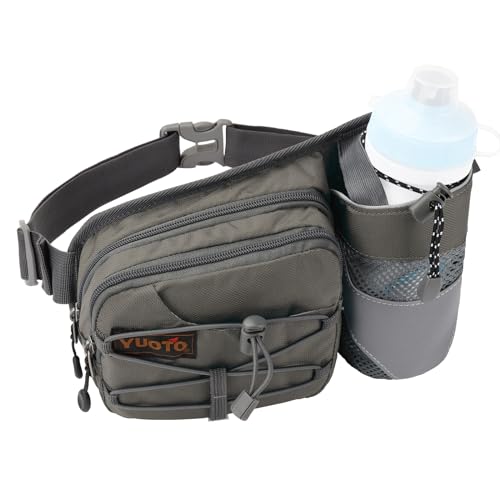YUOTO Waist Pack with Water Bottle Holder for Running Walking Hiking Runners Hydration Belt (Grey) - Image 2