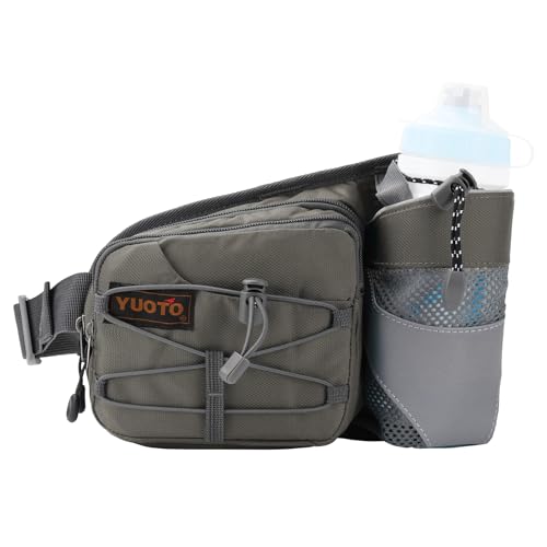 YUOTO Waist Pack with Water Bottle Holder for Running Walking Hiking Runners Hydration Belt (Grey) - Image 1