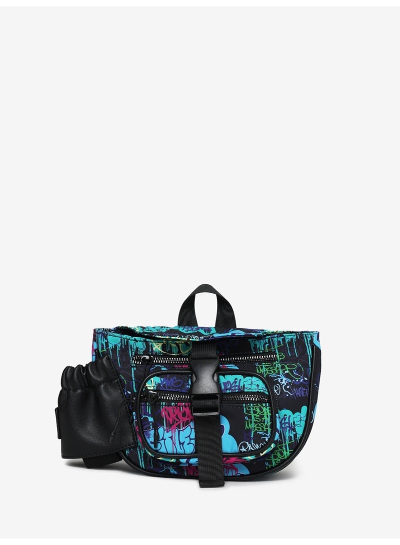 Jumping Cliff Graff Trail Crossbody Fanny Pack  Unisex Chest  Waist Bag for Travel Running Hiking Walking Cycling  Urban Graffiti Design WaterResistant Lightweight Adjustable Strap 15 x 11 x 15 cm 247L Sustainable Nylon - Image 1