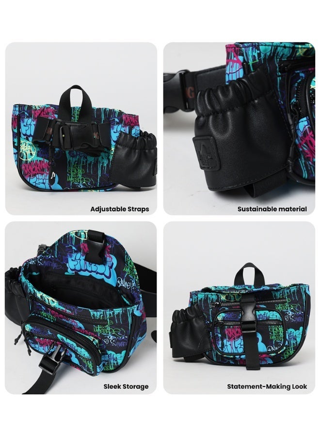 Jumping Cliff Graff Trail Crossbody Fanny Pack  Unisex Chest  Waist Bag for Travel Running Hiking Walking Cycling  Urban Graffiti Design WaterResistant Lightweight Adjustable Strap 15 x 11 x 15 cm 247L Sustainable Nylon - Image 5