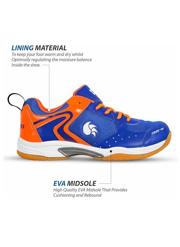 DSC - Court 44 Badminton Shoes | For Mens & Boys | Material: Faux Leather | Natural Crepe Rubber Non Marking Outsole | Breathable Mesh - Image 1