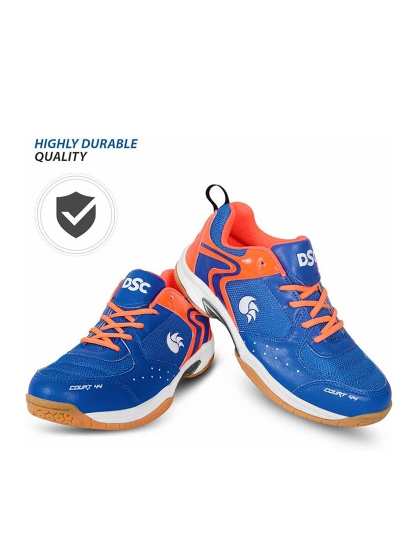 DSC - Court 44 Badminton Shoes | For Mens & Boys | Material: Faux Leather | Natural Crepe Rubber Non Marking Outsole | Breathable Mesh - Image 1