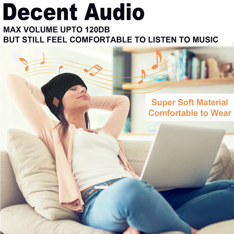 FULLLIGHT TECH Bluetooth Beanie,Wireless Beanie Headphones Hat Unique Christmas Tech Gifts for Men Women Him Adults Teen Boys Girls (Black) - Image 5