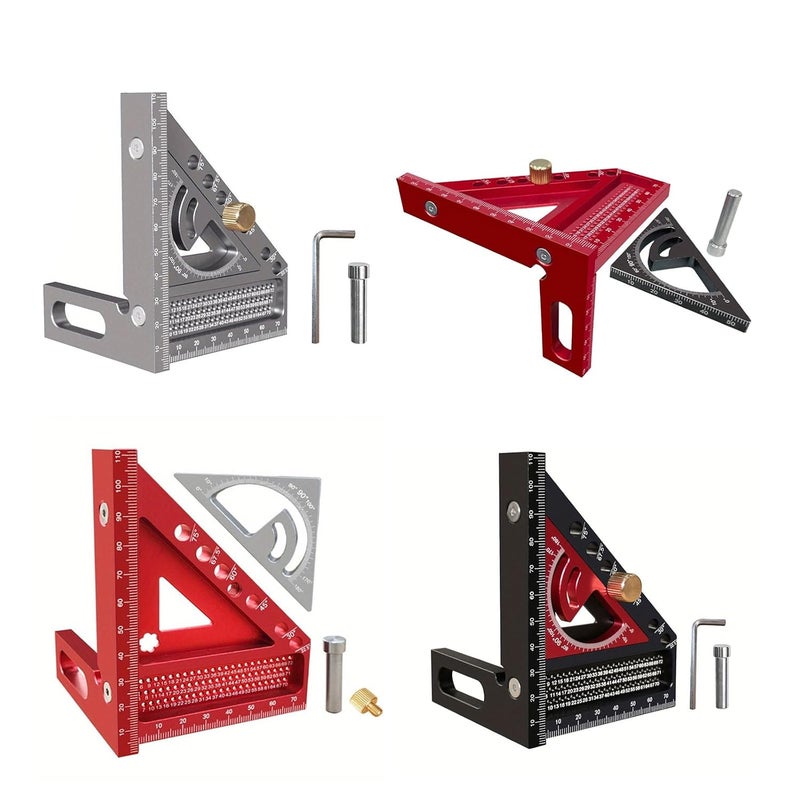 أحمر رمادي مجموعة مربع نجارة متعددة الوظائف أداة قياس دقيقة - Image 5