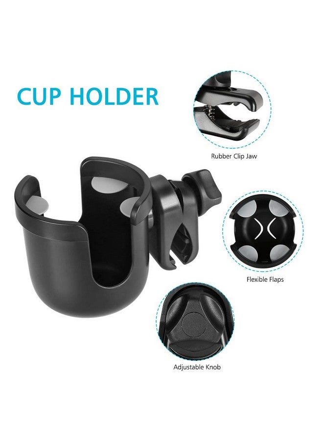 accmor Stroller Cup Holder, Universal Cup Holder, Bike Cup Holder, 360° Rotatable Large Caliber Drinks Holder For Stroller, Bike, Wheelchair, Walker, Black - Image 4