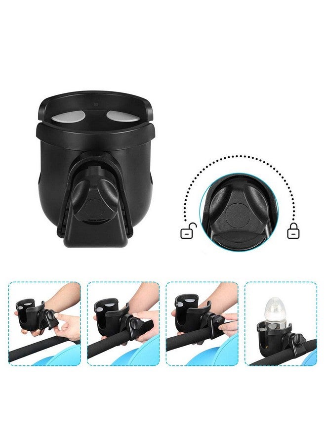 accmor Stroller Cup Holder, Universal Cup Holder, Bike Cup Holder, 360° Rotatable Large Caliber Drinks Holder For Stroller, Bike, Wheelchair, Walker, Black - Image 5