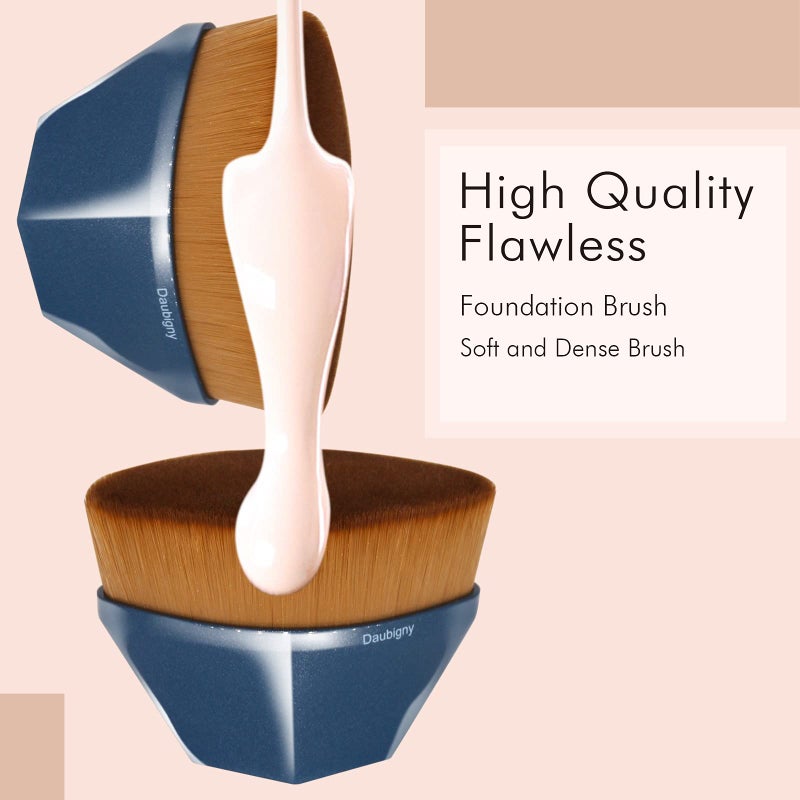 Daubigny Perfect Makeup Brush for Face Blush Foundation Brush for Blending Liquid, Cream or Flawless Powder Cosmetics with Protective Case (Blue) - Image 4