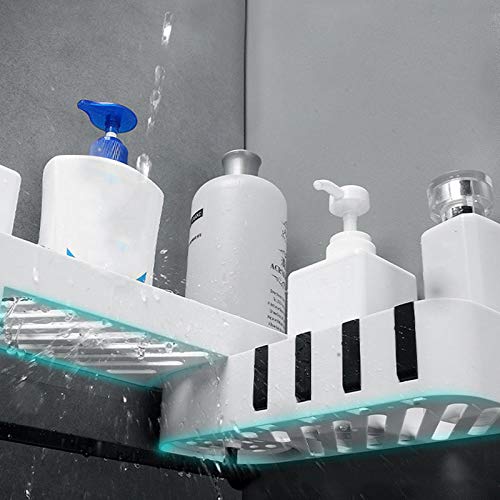 Bbrand Shower Caddy, Plastic Space Shower Shelf with Adhesive, Wall Mounted Storage Organizer with Towel Bar, Racks Strong and Sturdy for Bathroom Kitchen - Image 3