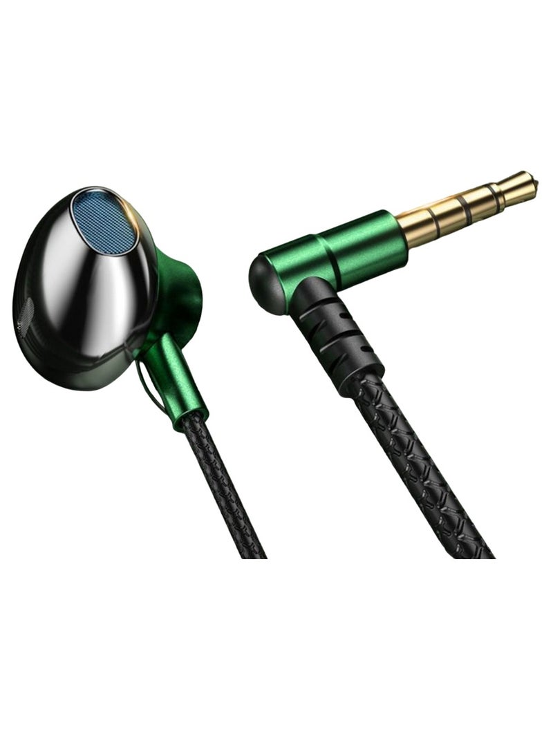 Wired Earbuds, 90 Degree Elbow Plug Headphones With Mic, Comfortable Super Bass Music Earphones, Waterproof In Ear Headsets For Gaming Music Running Workouts, (1pc, Green 3.5mm)  - Image 1