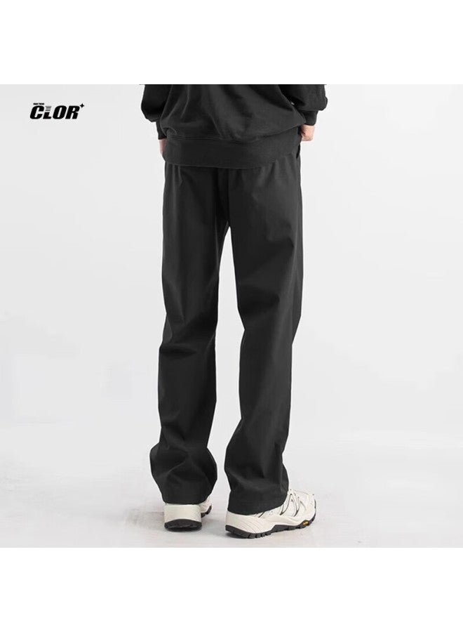 Clor Men's Spring And Summer Casual Pants High Street Loose Sports Straight Pants Cl50 Black XL - Image 1