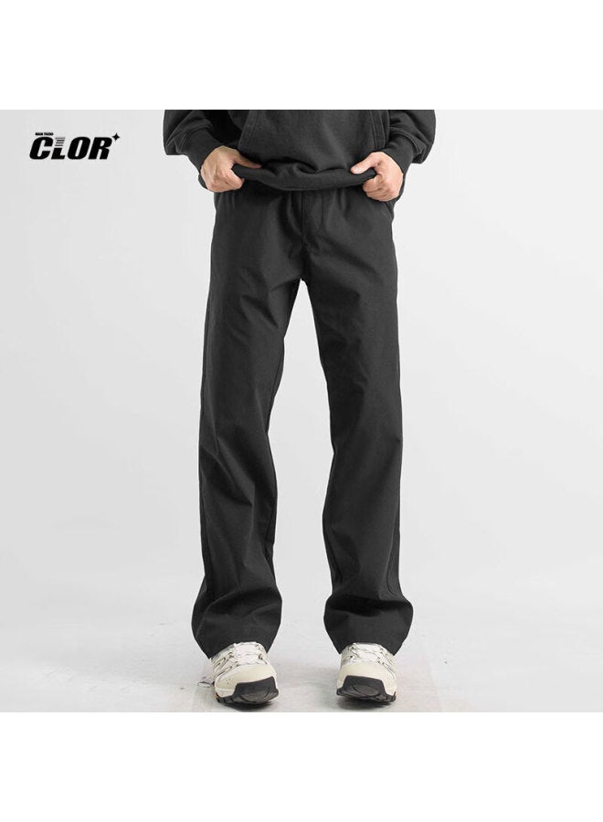 Clor Men's Spring And Summer Casual Pants High Street Loose Sports Straight Pants Cl50 Black XL - Image 2