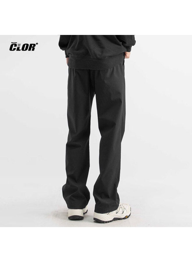 Clor Men's Spring And Summer Casual Pants High Street Loose Sports Straight Pants Cl50 Black XL - Image 5
