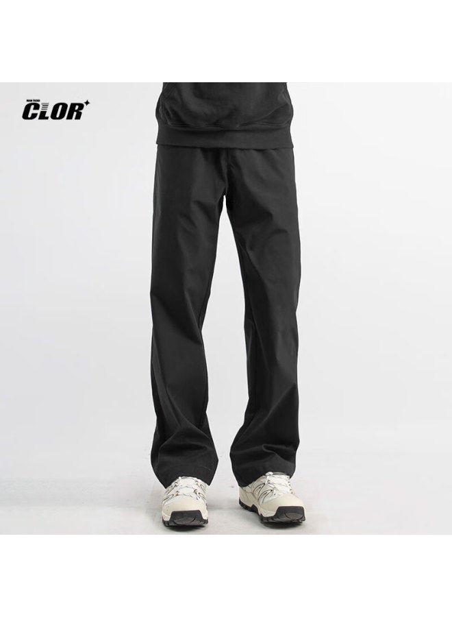 Clor Men's Spring And Summer Casual Pants High Street Loose Sports Straight Pants Cl50 Black XL - Image 3