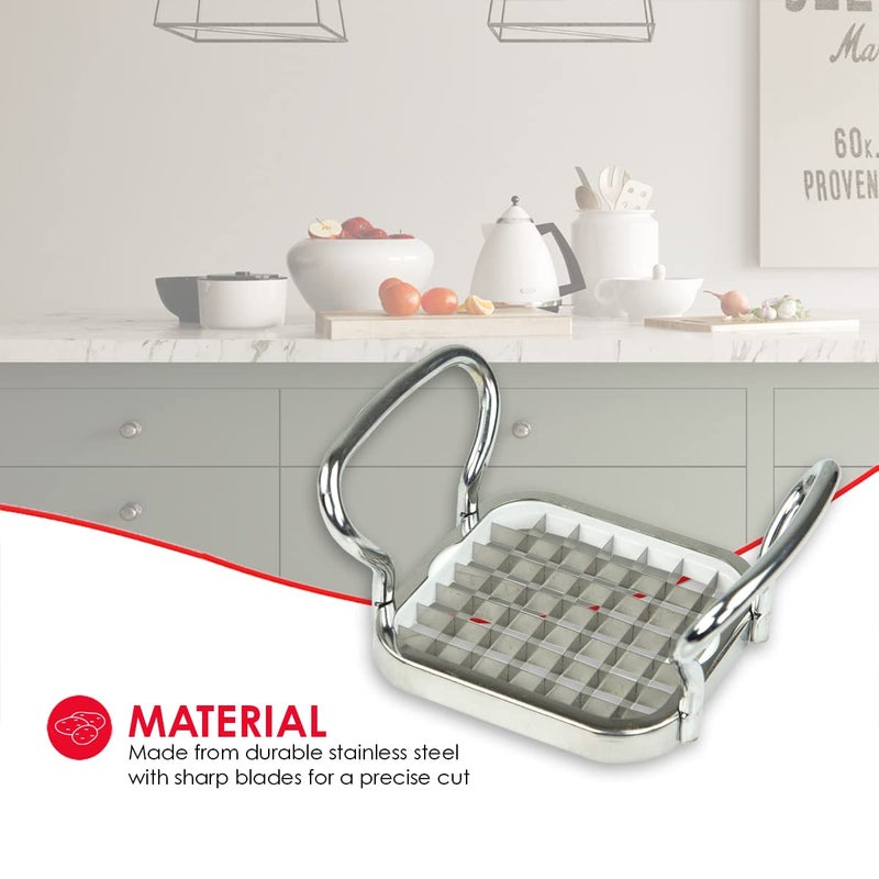 Home Basics French Fry Cutter By Home Basics, French Fry Cutter Stainless Steel French Fry Slicer | With Easy Grip Handles,Silver - Image 2