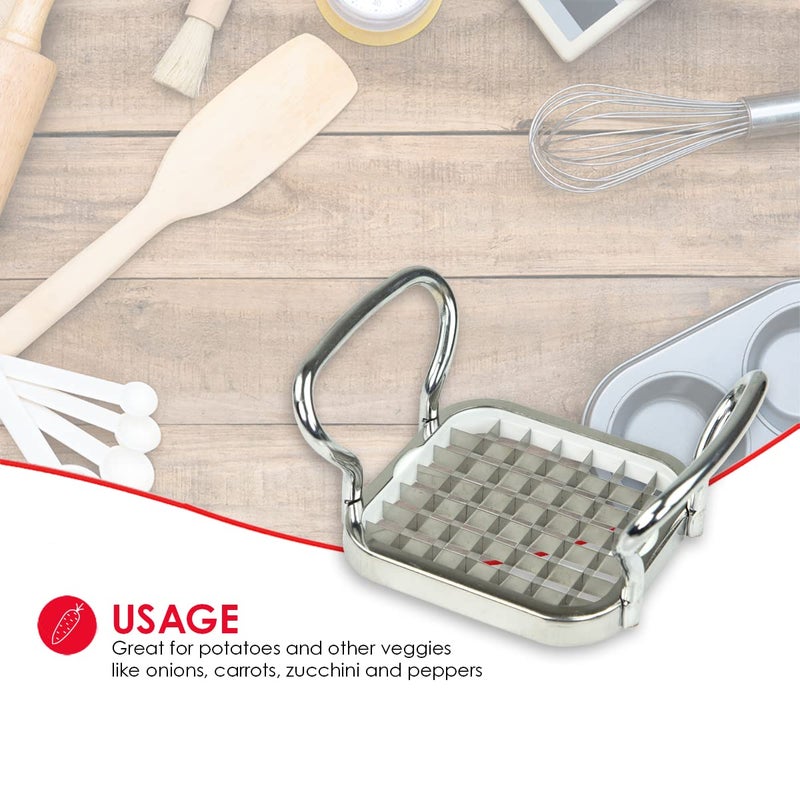 Home Basics French Fry Cutter By Home Basics, French Fry Cutter Stainless Steel French Fry Slicer | With Easy Grip Handles,Silver - Image 3