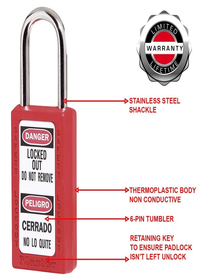 ماستر لوك قفل أمان Master Lock 411RED Lockout Tagout مع مفتاح - Image 4