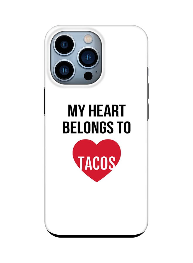 Tough Pro Series Case for Apple iPhone 14 Pro Dual Layer hybrid PC & TPU Customized Mobile Cover Shield with inner TPU protection Matte Finish - My heart belongs to tacos