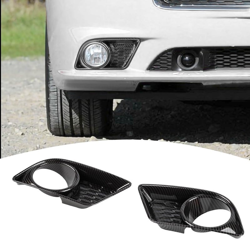 PDKLIN Carbon Fiber Fog Light Covers for Dodge Charger - Image 1