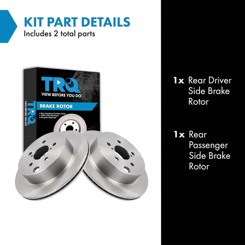TRQ Rear Brake Rotor Set Vented Compatible with 2014-2018 Subaru Forester - Image 2