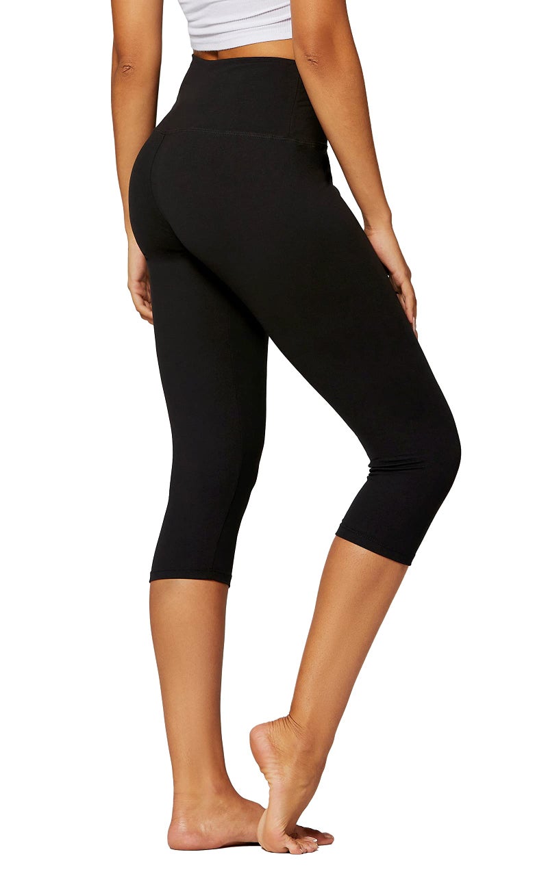 Conceited Capri Leggings for Women - Soft - High Waist Tummy Control - Essential - Regular and Plus Size - Black - Large - X-Large - Image 3