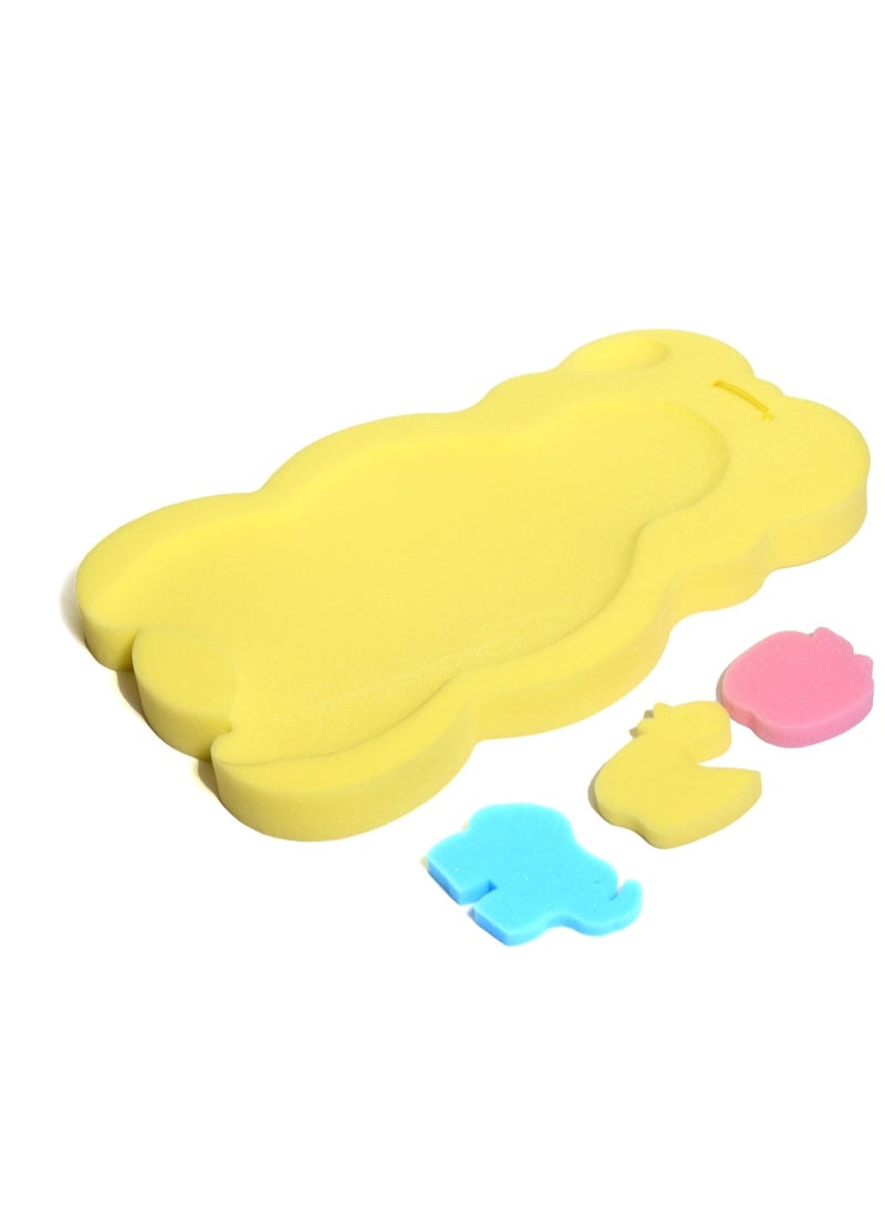 Turtees® Baby bath Holder bath sponge Non-slip Bed Infant Shower Sponge Cushion Bath Mat Newborn Baby Shower Nets Bath Pad Universal Portable Shower Cushion (Yellow) - Image 2