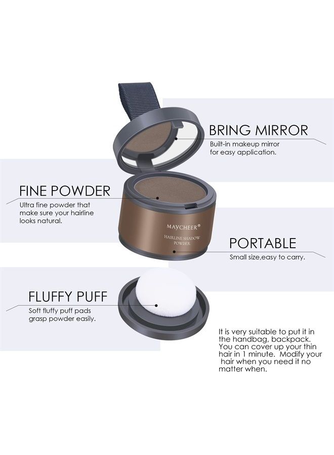 FREEORR 2Pcs Hairline Powder Magical Instantly Hair Line Shadow Quick Cover Hair Root Concealer with Puff Touch, Root Cover Up for Thinning Hair #Shallow walnut color - Image 1