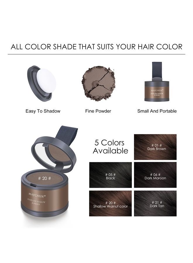 FREEORR 2Pcs Hairline Powder Magical Instantly Hair Line Shadow Quick Cover Hair Root Concealer with Puff Touch, Root Cover Up for Thinning Hair #Shallow walnut color - Image 3