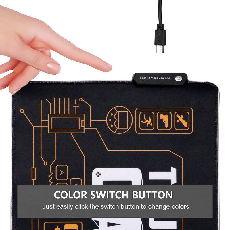 Speed وسادة ماوس للألعاب RGB، مضيئة ناعمة بـ 14 وضع LED، وسادة مكتب للوحة المفاتيح، حصيرة ماوس، قاعدة مطاطية غير قابلة للانزلاق - 78x30 سم - اقتباس أنا لاعب - Image 4