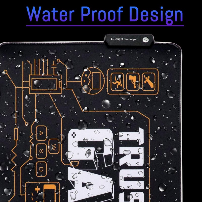 Speed وسادة ماوس للألعاب RGB، مضيئة ناعمة بـ 14 وضع LED، وسادة مكتب للوحة المفاتيح، حصيرة ماوس، قاعدة مطاطية غير قابلة للانزلاق - 78x30 سم - اقتباس أنا لاعب - Image 5