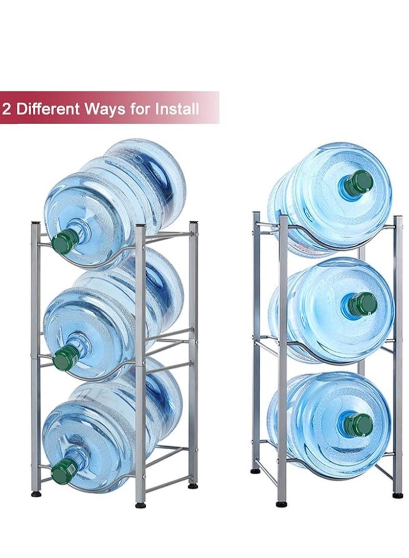Water Bottle Storage Stand, 3-Tier Cooler Jug Rack Stainless Steel Holder Heavy Duty Stackable Shelves Organizer - Image 2