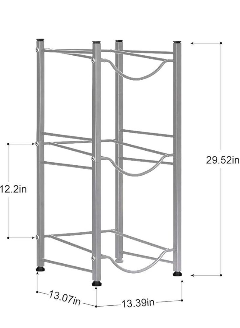 Water Bottle Storage Stand, 3-Tier Cooler Jug Rack Stainless Steel Holder Heavy Duty Stackable Shelves Organizer - Image 5