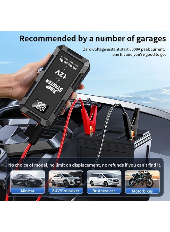 Red 12V Gasoline Diesel Car Starter Digital Display USB C Charging LED Light - Image 5