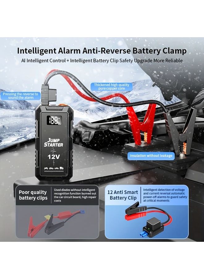 Red 12V Gasoline Diesel Car Starter Digital Display USB C Charging LED Light - Image 4