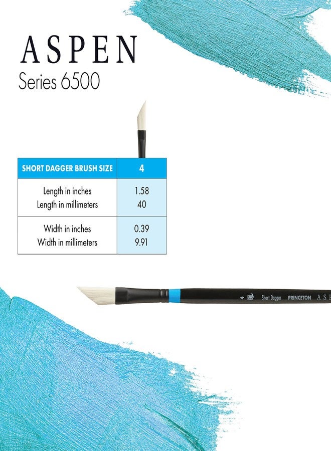 Princeton Artist Brush Co. Aspen Series 6500 - Long Handled Short Dagger Size 4 - Single Synthetic Oil and Acrylic Paint Brush for Painting on Canvas and Board - Image 5