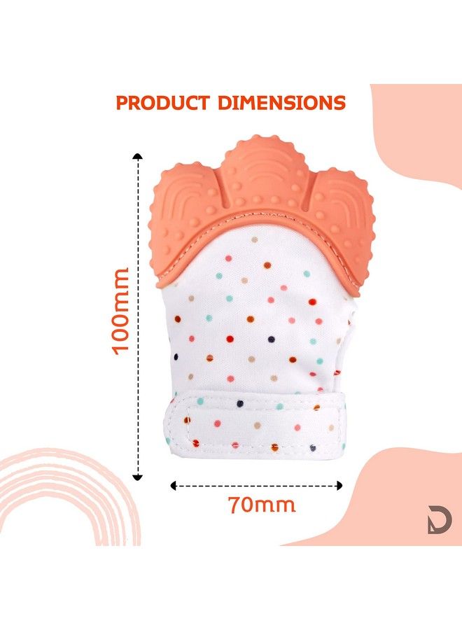 DaKos Teething Mitten [2 Pack] Soft Foodgrade Silicone Teether Mitten Glove Handy Teething Mit Toy For Selfsoothing Bpafree For 3�12 Months Infants (1 Pair) (Orange) - Image 5