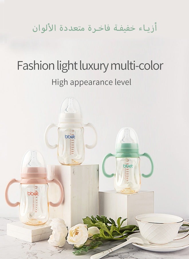 bbet Feeding Bottle,280ML Feeder Bottle for 6 Months+ Baby，Baby Milk Bottle with Handle,PPSU  Kids Milk Bottle,  Medium Size Small Circular Automatic Nursing Bottle with Grip-Pink - Image 5