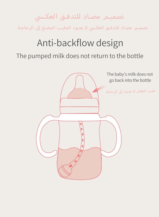 bbet Feeding Bottle,280ML Feeder Bottle for 6 Months+ Baby，Baby Milk Bottle with Handle,PPSU  Kids Milk Bottle,  Medium Size Small Circular Automatic Nursing Bottle with Grip-Pink - Image 2