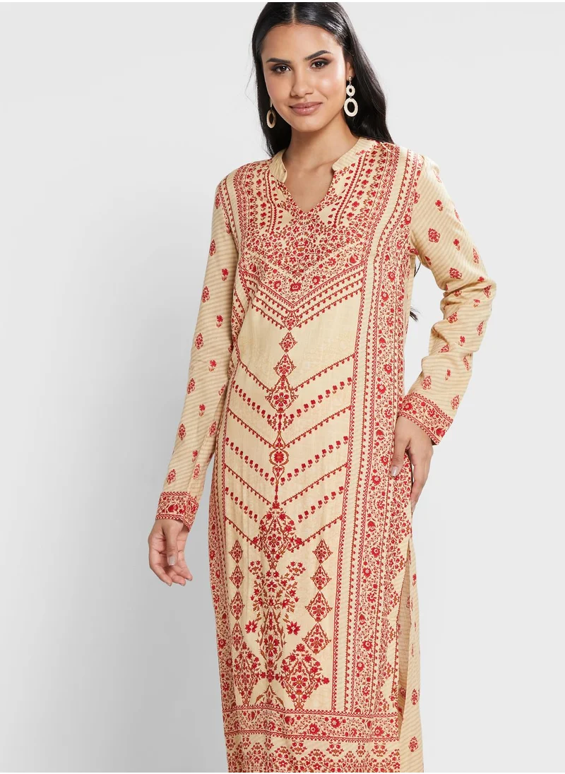 Aarke by Ritu Kumar Printed Kurti & Pants Set With Dupatta