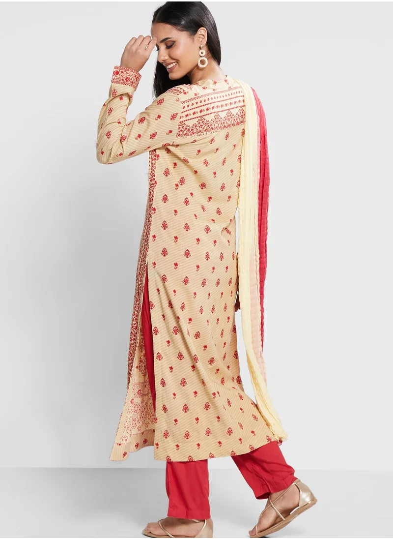 Aarke by Ritu Kumar Printed Kurti & Pants Set With Dupatta