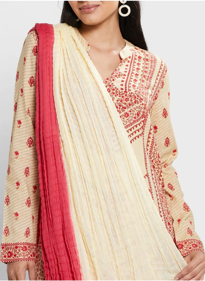 Aarke by Ritu Kumar Printed Kurti & Pants Set With Dupatta