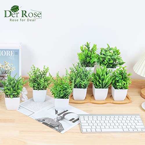 Der Rose 8 Pack Fake Plants Small Artificial Faux Potted Plants for Home Office Farmhouse Bathroom Bedroom Decor Indoor - Image 3