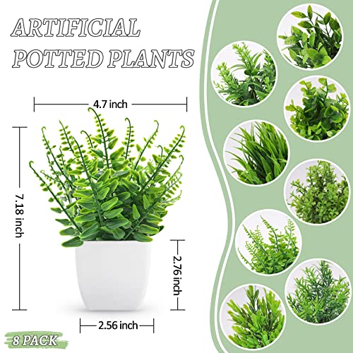 Der Rose 8 Pack Fake Plants Small Artificial Faux Potted Plants for Home Office Farmhouse Bathroom Bedroom Decor Indoor - Image 2