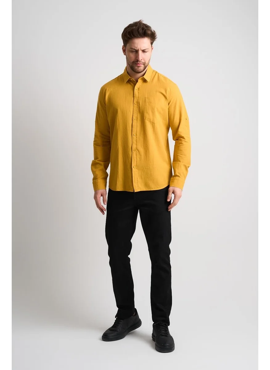 Alexander Gardi Alexandergardi Long Sleeve Foldable Sleeve Men's Linen Shirt (EG-1842-02)