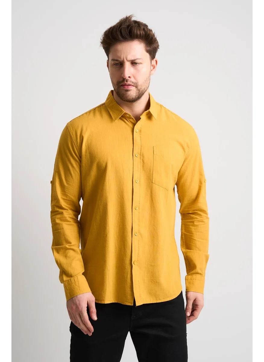 Alexander Gardi Alexandergardi Long Sleeve Foldable Sleeve Men's Linen Shirt (EG-1842-02)