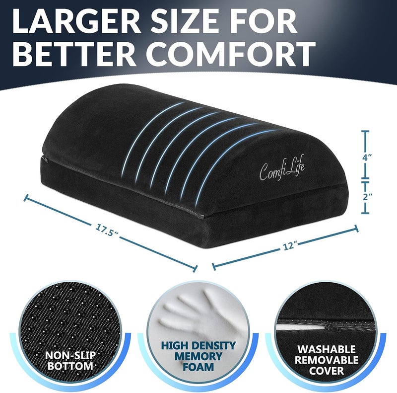 ComfiLife Adjustable Height Memory Foam Foot Rest for Office and Gaming Chairs - Ergonomic Foot Stool for Back and Hip Pain Relief (Black) - Image 5