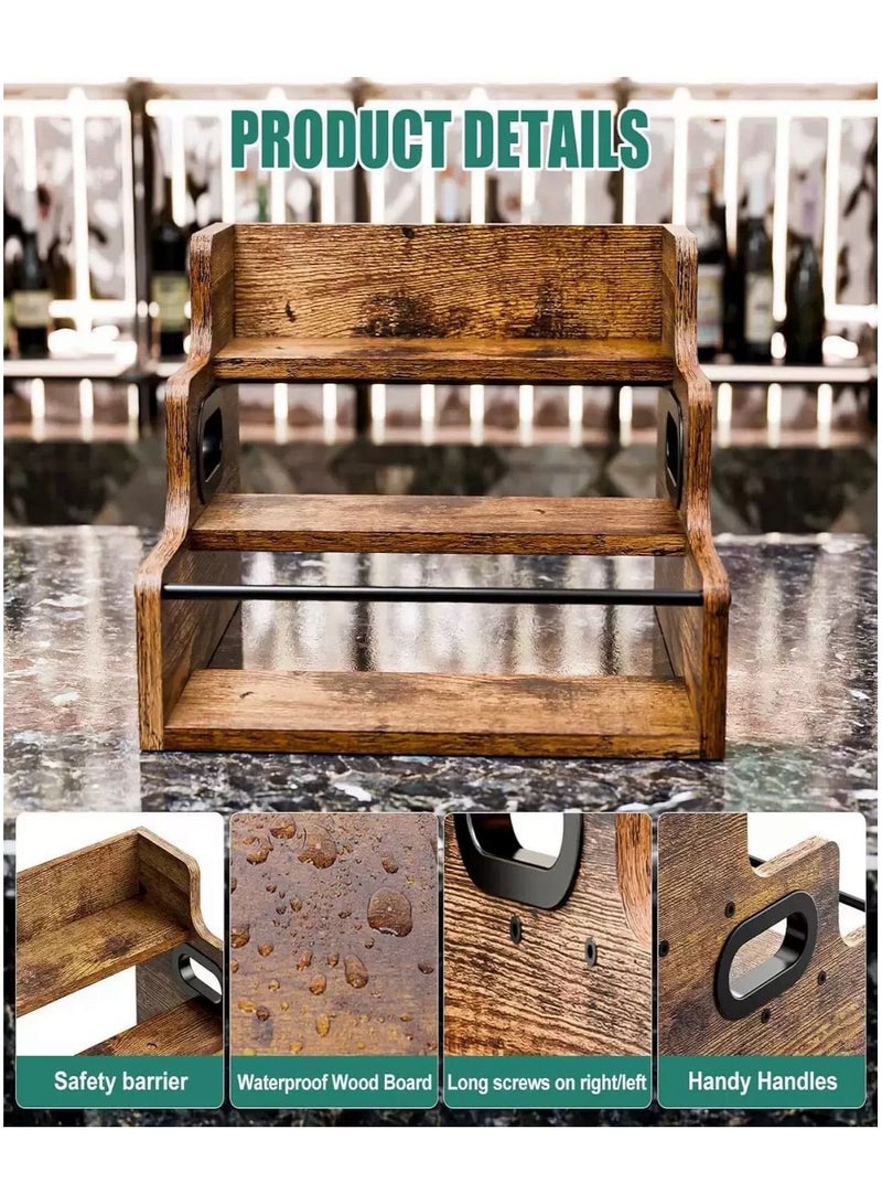 نايزان رف تخزين شراب القهوة وحدة تخزين القهوة حامل عرض حاوية تخزين ثلاث طبقات رفوف منضدة وحدة تخزين ميني بار رف تخزين حامل عرض منزلي عتيق - Image 4